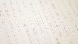 生徒の体験記「じぶんで考える」。実際の作文用紙に書かれた直筆の感想文。